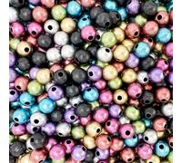 Grandes cuentas de agujero, Paquete de 1000 cuentas acrílicas redondas con agujero grande de 2,9 mm, multicolor, varios tamaños(Matte Metallic Mix,8mm)