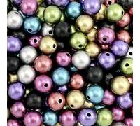 Grandes cuentas de agujero, Paquete de 1000 cuentas acrílicas redondas con agujero grande de 2,9 mm, multicolor, varios tamaños(Matte Metallic Mix,12mm)