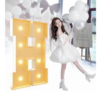 Grandes Decoraciones de Letras Numéricas Iluminadas - Letrero de Neón - Kit de Tablero de Espuma Precortado - Adecuado for Decoraciones de Bodas, Decoraciones de Fiestas de Cumpleaños(H,70cm)