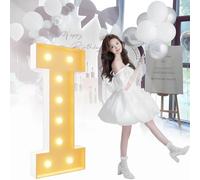 Grandes Decoraciones de Letras Numéricas Iluminadas - Letrero de Neón - Kit de Tablero de Espuma Precortado - Adecuado for Decoraciones de Bodas, Decoraciones de Fiestas de Cumpleaños(I,120cm)