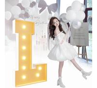 Grandes Decoraciones de Letras Numéricas Iluminadas - Letrero de Neón - Kit de Tablero de Espuma Precortado - Adecuado for Decoraciones de Bodas, Decoraciones de Fiestas de Cumpleaños(L,70cm)