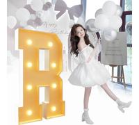 Grandes Decoraciones de Letras Numéricas Iluminadas - Letrero de Neón - Kit de Tablero de Espuma Precortado - Adecuado for Decoraciones de Bodas, Decoraciones de Fiestas de Cumpleaños(R,100cm)