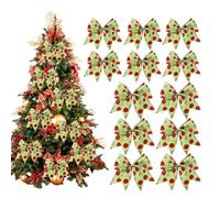 Grandes lazos navideños para árbol de Navidad,grandes lazos navideños para coronas, de Navidad grande 12 piezas de corona | Rojo verde brillo punto decoración rústica de vacaciones hecha a