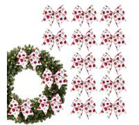 Grandes lazos navideños para guirnaldas, gran lazo navideño - Lazo guirnalda de 6 pulgadas Lazo navideño de 12 piezas, adornos navideños de lunares brillantes hechos a mano. Adornos rústicos para alb