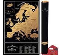 Grandes Mapa de Europa para Rascar 60 x 40 cm - Europa Mapas de Pared Fácil de Enmarcar - Póster Rascable de Mapa de Viaje - Mapa Europeo para Rascar con Accesorios - Scratch off Travel Map Europe