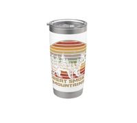 Grandes Montañas Ahumadas Vintage Grizzly Bear Nature Retro Vaso térmico de acero inoxidable de doble pared