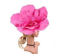 Grandes sombreros de flores para mujer, grandes diademas de flores, tocado de flores grandes, tocado de flores para mujer, diademas grandes (rojo rosa)