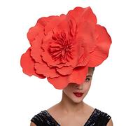 Grandes sombreros de flores para mujer, grandes diademas de flores, tocado de flores grandes, tocado de flores para mujer, diademas grandes de flores (rojo)