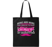 Grandfather Inspired me Slogan Father's Day Natural Ecological Cotton Tote Bag Black, Black, One Size, Negro, Talla Única, Negro , talla única