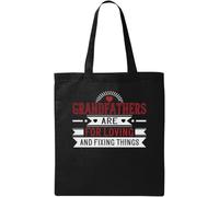 Grandfathers are for Loving and Fixing Things Loving Loving Slogan - Bolsa de algodón ecológico natural, color negro, Black, Talla única