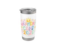 Grandma Camp 2026, Groovy Summer Campfire Flowers Fun Vibes Vaso térmico de acero inoxidable de doble pared