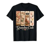 Grandma Code Cozy Home Love Family Vintage Floral Camiseta gráfica económica, Hombre, Negro, L