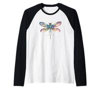 Grandma Dragonfly Watercolor Graphic For Biology Teacher Camiseta Manga Raglan