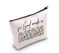 Grandma Life - Bolsa de maquillaje con texto en inglés "So God Made A Mimi", el mejor regalo Mimi Ever, regalo de vida Mimi Boho Floral Mimi Pouch, So God Made a Mimi