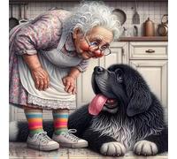 Grandma Loves Dog Jigsaw Puzzle 200 Pieces 28x28cm/11x11inch, Difficult Jigsaw Puzzles for Adults 200, Beautiful Art Work, Great Festive Puzzle Gift for Men/Women