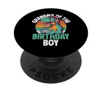 Grandma of The Birthday Boy Gaming T-Rex Cumpleaños a Juego PopSockets PopGrip Adhesivo