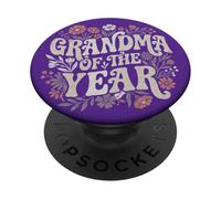 Grandma of The Year Retro Floral Cute Grandmother Vintage PopSockets PopGrip Adhesivo
