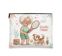 Grandma Power - Bolsa de maquillaje para mujer, bolsa de cosméticos de dibujos animados para mujer, organizador portátil de viaje con cierre, bolsa de aseo para el cuidado de la piel, Blanco, 7x9 Inch