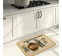 Grandma's Kitchen - Tapetes de cocina florales vintage para suelo, utensilios de cocina rústicos, tapetes suaves, acogedores, acolchados, cómodos, lavables, para fregaderos, lavandería, 40,6 x 61 cm