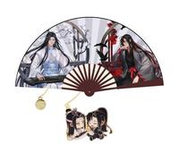 Grandmaster of Demonic Cultivation - Abanico plegable de seda de bambú de mano, abanico de mano Mo Dao Zu Shi, marcapáginas de metal para mujeres y hombres, 2 unidades
