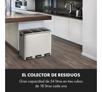 Grandmaster Trash cubo de basura 54 l / 3 x 18 l inodoro PP acero inoxidable Klarstein