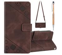Grandoin Funda con Cuerda para Huawei Honor 10 Lite/20 Lite/10i/20i/P Smart 2019, Carcasa Libro con Tapa de Cuero Piel, Magnético Wallet Case Flip Cover con Correa Colgante Ajustable (Marrone)