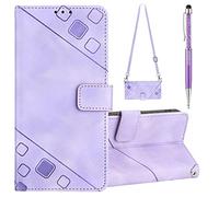 Grandoin Funda con Cuerda para Huawei Honor X8 4G, Carcasa Libro con Tapa de Cuero Piel con Ranuras de Tarjeta, Wallet Case Flip Cover con Correa Colgante Ajustable para Huawei Honor X8 4G (Viola)