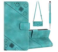 Grandoin Funda con Cuerda para Huawei Magic 5 Lite 5G/Magic5 Lite 5G/Honor X9A, Carcasa Libro con Tapa de Cuero Piel con Ranuras de Tarjeta, Wallet Case Cover con Correa Colgante Ajustable (Verde)