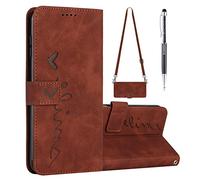Grandoin Funda para OPPO A9 2020/A5 2020 con Cuerda, Funda Tapa Libro Movil Carcasa PU Cuero Funda para OPPO A9 2020/A5 2020 con Correa Colgante Ajustable [Ranura para Tarjeta] (Marrón)