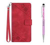 Grandoin Funda para Realme 9i/OPPO A76/A96/A36, Carcasa Libro con Tapa de Cuero Piel con Ranuras de Tarjeta, Cierre Magnético y Soporte Smartphone Wallet Case Antigolpes Flip Cover (Rosso)