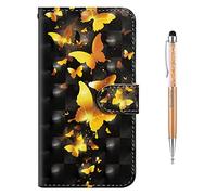 Grandoin Funda para Samsung Galaxy M33 5G, Premium Piel Carcasa Samsung M33 5G, Fundas con Tapa para Samsung M33 5G Funda Libro Suave Case Tapa Cuero Magnetico [Ranuras para Tarjetas] (Mariposa #1)