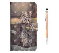 Grandoin Funda para Samsung Galaxy M33 5G, Premium Piel Carcasa Samsung M33 5G, Fundas con Tapa para Samsung M33 5G Funda Libro Suave Case Tapa Cuero Magnetico [Ranuras para Tarjetas] (Gato&Tigre)