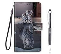 Grandoin Funda para Xiaomi Mi 12T/Xiaomi 12T Pro/Redmi K50 Ultra, Carcasa Cover Libro Caso Cubierta Magnética Billetera Cuero Case con Colorida Creativo Dibujos,Ranura para Tarjeta (Gato Tigre)