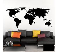 Grandora - Tatuaje de pared para mapa del mundo, mapa del mundo, globo terrestre (150 x 65 cm), diseño de Atlas del Mundo, dormitorio o salón con adhesivo de pared W698
