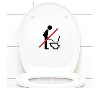 Grandora W733 Adhesivo para tapa de inodoro, diseño con texto en alemán "Bitte im sitzen pinkeln Schild I schwarz 11 x 12 cm I I Pictogramm WC Bad Bad WC
