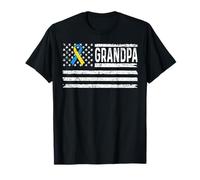Grandpa Flag Blue Yellow Ribbon Down Syndrome Awareness Camiseta