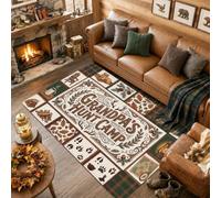 Grandpa Hunting Camp Theme Antlers - Alfombra rústica de área de 4 x 6 pies | Decoración rústica de cabaña, pistas de animales del bosque, tema de aventura al aire libre, estética de cabaña