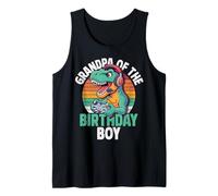 Grandpa of The Birthday Boy Gaming T-Rex Cumpleaños a Juego Camiseta sin Mangas
