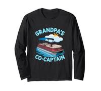 Grandpa Pontoon Boat Captain Boating Lake Life Grandpa Lover Manga Larga