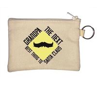 Grandpa The Next Best Thing to Santa Claus Moustache Logo Llavero Monedero Beige, beige, Talla única