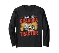 Grandpa with Tractor Farmer Fathers Day Grandfather Manga Larga
