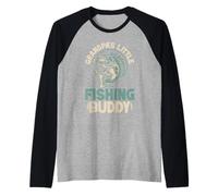 Grandpa'S Little Fishing Buddy Fishing Grandpa Camiseta Manga Raglan
