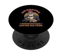 Grandpas Wisdom Priceless Like His Old Coins PopSockets PopGrip Adhesivo