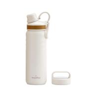 GrandTies Botella de agua de acero inoxidable con 2 lentes, 24 oz, reutilizables, boca ancha, botella de agua aislada al vacío, canteen de metal de viaje, botella de agua Coldest para hombres y