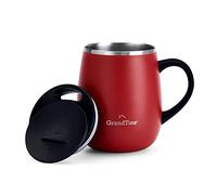 GRANDTIES Taza de café térmica con asa, tapa deslizante para protección contra salpicaduras, 480 ml, taza de café para llevar, doble pared, acero inoxidable, mantiene las bebidas calientes y frías,