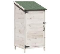 Granero con techo blanco 59 x 56 x 113,5 cm abeto macizo | Diseño compacto, techo de asfalto impermeable, puerta de escotilla para ventilación, adecuado para herramientas de jardín