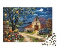 Granero del paísRompecabezas Premium De 1000 Piezas Cartón, Antistrés Granja iluminada por la Luna Entretenimiento Familiar, Regalo Ideal para Unión Familiar Y Tiempo Libre 70x50cm/1000pcs