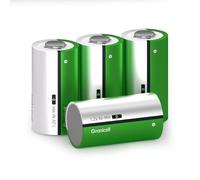 Granicell 4 Pack 10000mAh Baterías D Recargables Alta Energía, Baja Autodescarga NiMH D-Cell Batería