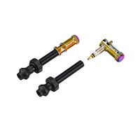 Granite Juicy Nipple Tapón de Válvula y Juego de Vástago de Válvula Presta, Tapas de Polvo para Neumáticos de Bicicleta con Función de Extracción de Núcleo de Válvula (Oil Slick)