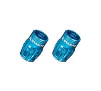 Granite Juicy Nipple: Tapón de Válvula con Función de Extracción del Núcleo, Tapón de Válvula Schrader de Aleación Duradera, Set de 2 Piezas (Azul)